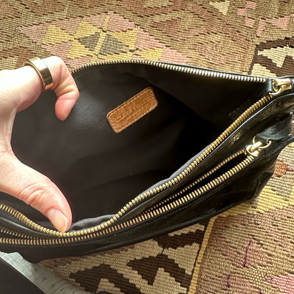 Clare V Black Leather and Suede  gosee clutch Crossbody Bag - Picture 6 of 7